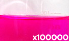「化粧品用色素 赤色106号 アシッドレッド」の水溶希釈例（100000倍）