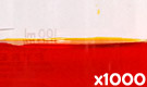 「食用色素製剤 金茶色 SN-8」の水溶希釈例（1000倍）