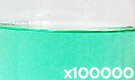 「食用色素製剤 メロングリーンT」の水溶希釈例（100000倍）