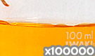 「化粧品用色素 だいだい色205号 オレンジⅡ」の水溶希釈例（100000倍）