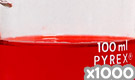 「化粧品用色素 赤色102号 ニューコクシン」の水溶希釈例（1000倍）