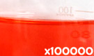 「食用赤色102号 ニューコクシン」の水溶希釈例（100000倍）