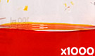 「食用色素製剤 うに色 SS-8」の水溶希釈例（1000倍）