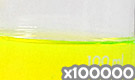 「化粧品用色素 黄色202号（1） ウラニン」の水溶希釈例（100000倍）
