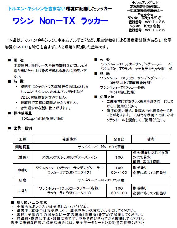 スペシャルオファ Non-TX ラッカークリヤー 4L <br>つや消し 半艶 つや有り <br>和信化学工業