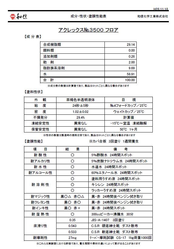 環境対応型 水性ウレタン樹脂塗料 アクレックス フロアクリヤー フロア 16kg/4kg 屋内木質床用水性クリヤー 高光沢 和信化学工業 [取寄商品 ]※旧名は【アクレックスNo.3500フロア】となります。