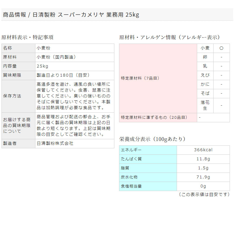 小麦粉 スーパーカメリヤ 業務用 大量 25kg 日清製粉 強力粉 プルマン型食パン テーブルロール パン作りに 友人とシェア 皆でシェア