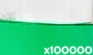 「食用色素製剤 みどり色B」の水溶希釈例（100000倍）