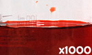 「食用赤色40号 アルラレッドAC」の水溶希釈例（1000倍）